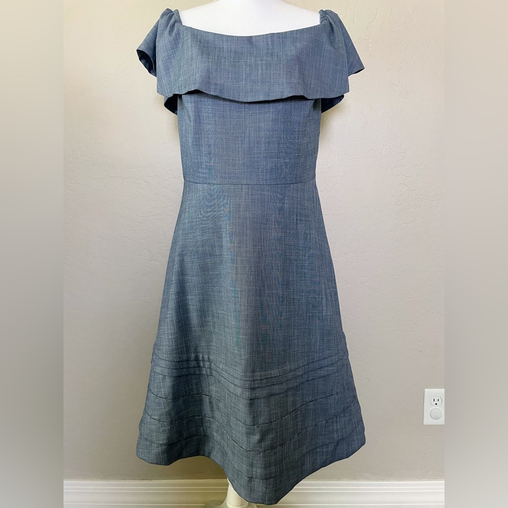 Banana Republic Blue Off The Shoulder Dress Women’s Size 10 Ruffle Zipper
